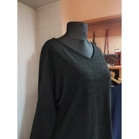 Wieczorowa tunika błyszcząca brokatem czarna - luźny fason